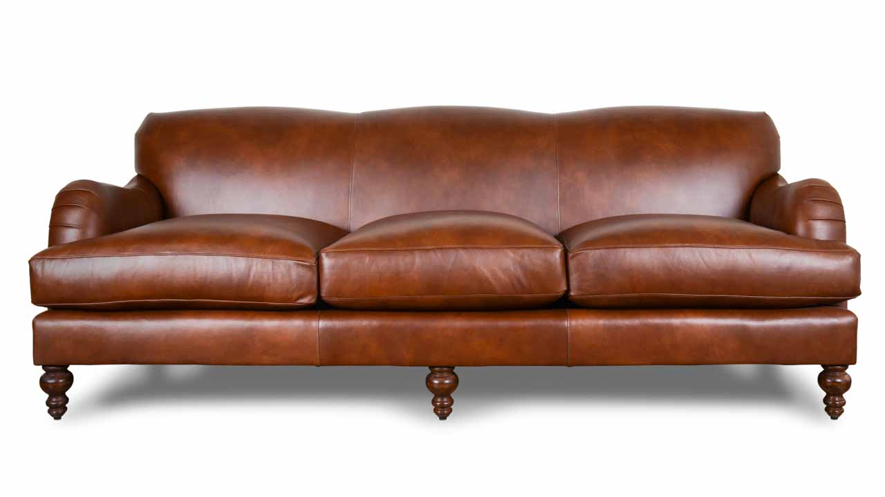 english arm tight back leather sofa
