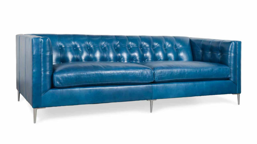 Arden Leather Sofa 93 x 38 Echo Blue Marlin by COCOCO Home
