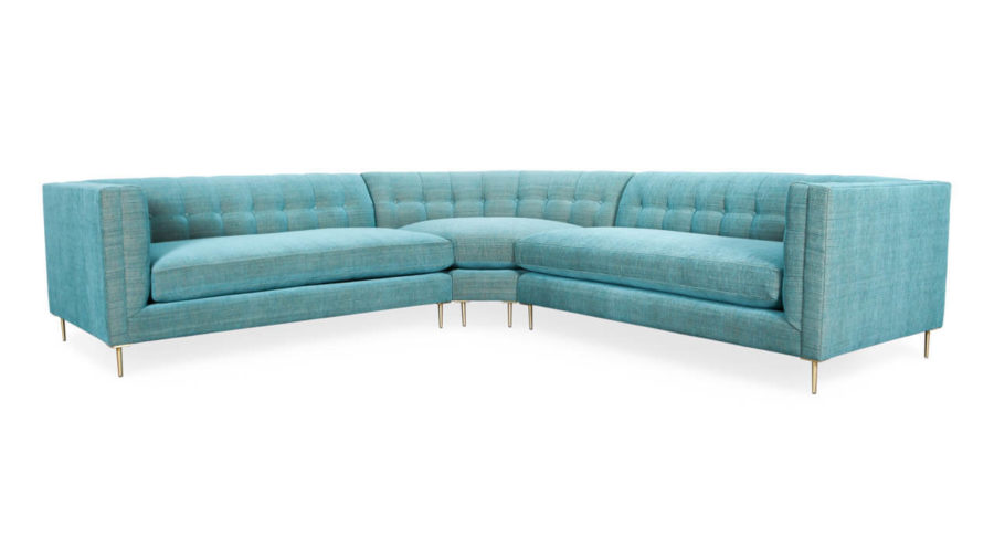 Arden Radius Corner Fabric Sectional 110.5 x 110.5 x 38 Vermillion Turquoise 1 1