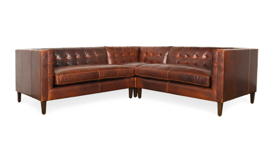 Arden Square Corner Leather Sectional 94 x 94 x 38 Eastwood Honey 1 1