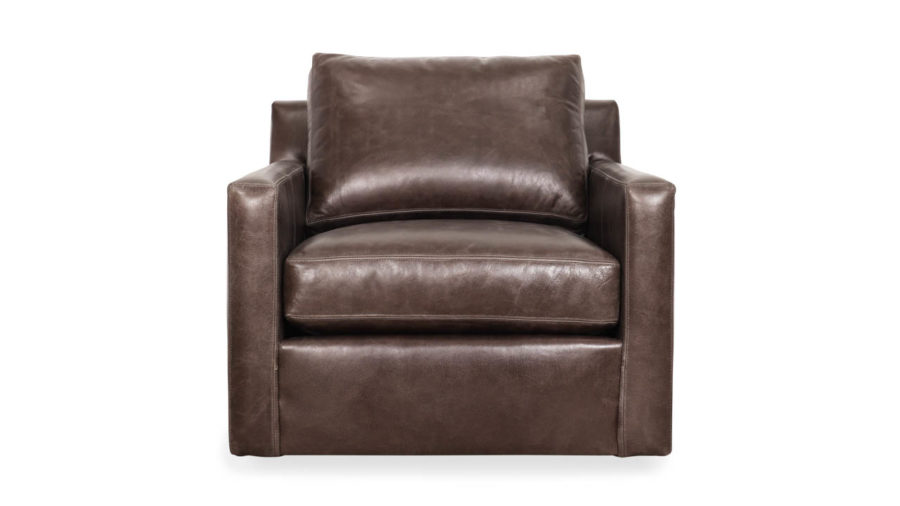 Brevard Leather Swivel Chair 35 x 42 Cambridge Pigeon by COCOCO Home