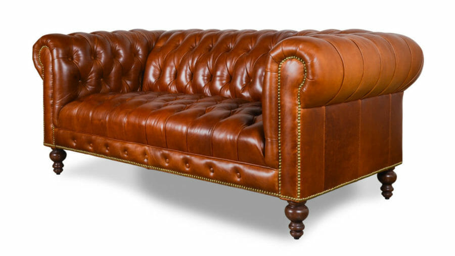 Chelsea Chesterfield Leather Loveseat 75 Mont Blanc Caramel 1