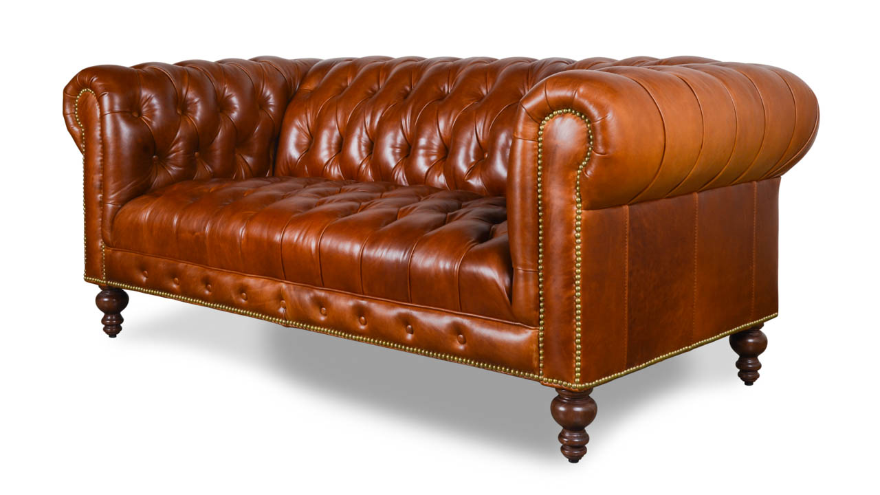 Chelsea Chesterfield Leather Loveseat 75 Mont Blanc Caramel