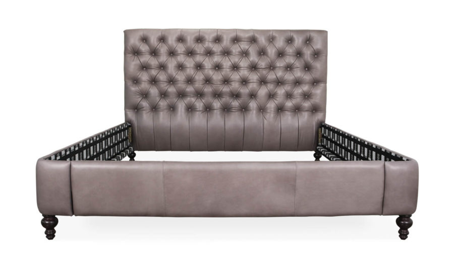 Chesterfield King Leather Bed 55H Lincoln Carbon by COCOCO Home