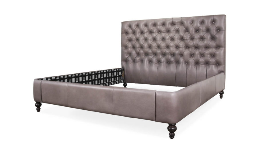 Chesterfield King Leather Bed 55H Lincoln Carbon by COCOCO Home