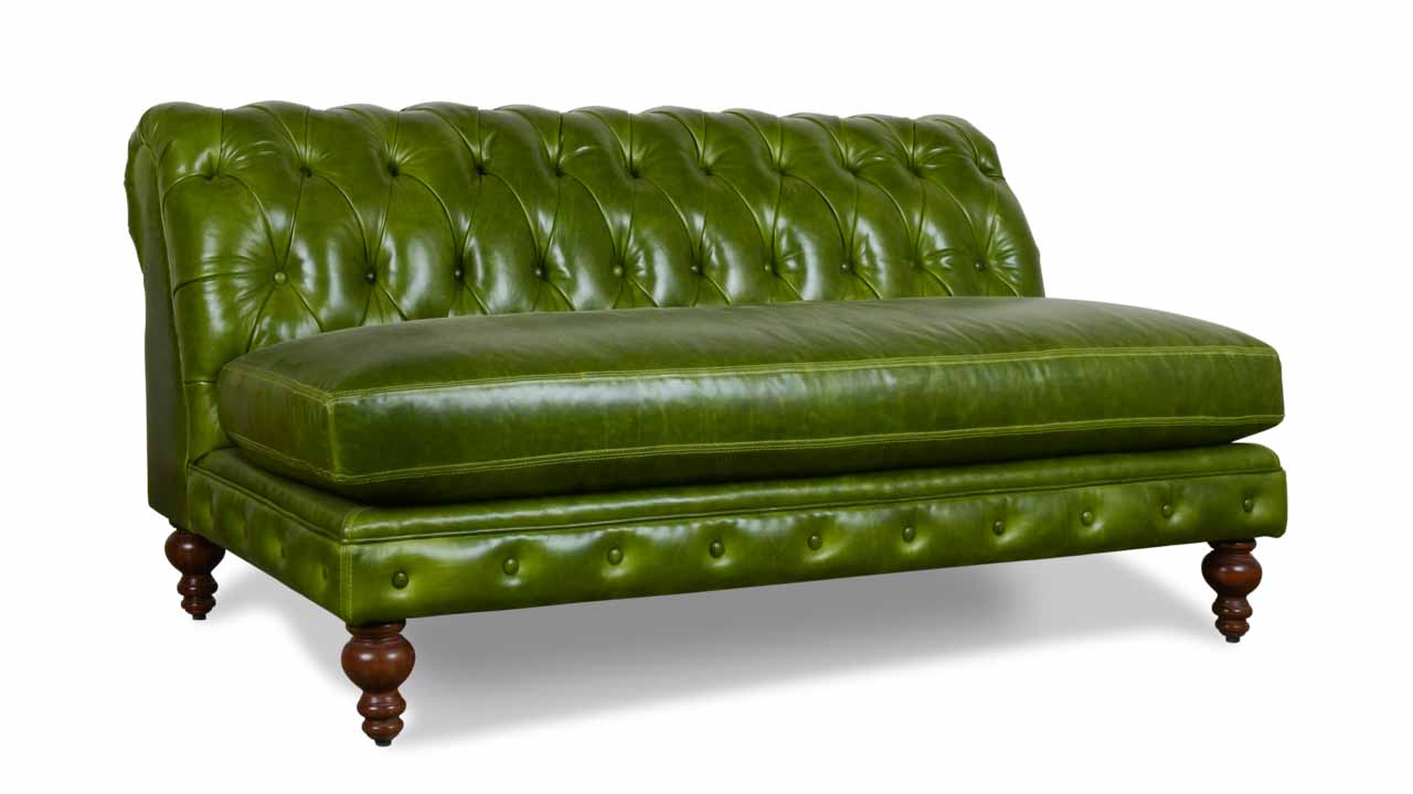 Classic Chesterfield Armless Leather Sofa 60 x 38 Echo Autumn Leaf