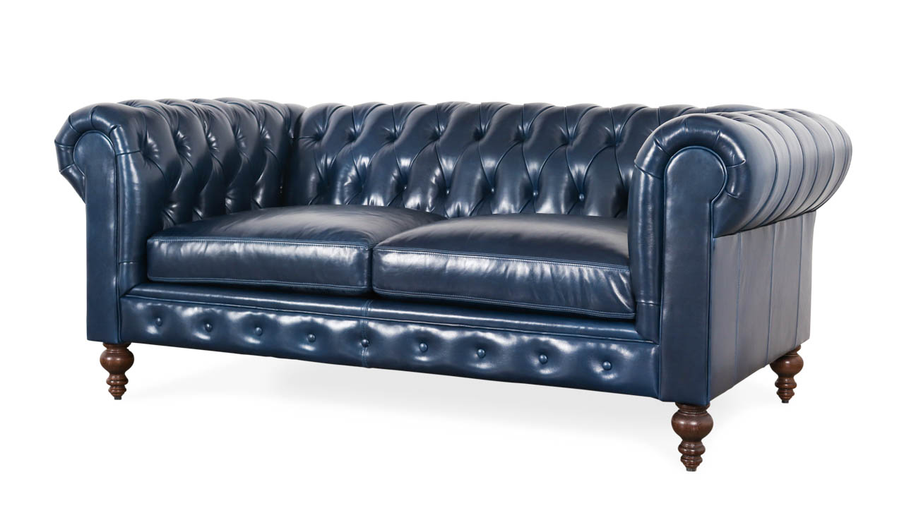 Chesterfield Tufted Leather Loveseat, Chesterfield Leather Loveseat