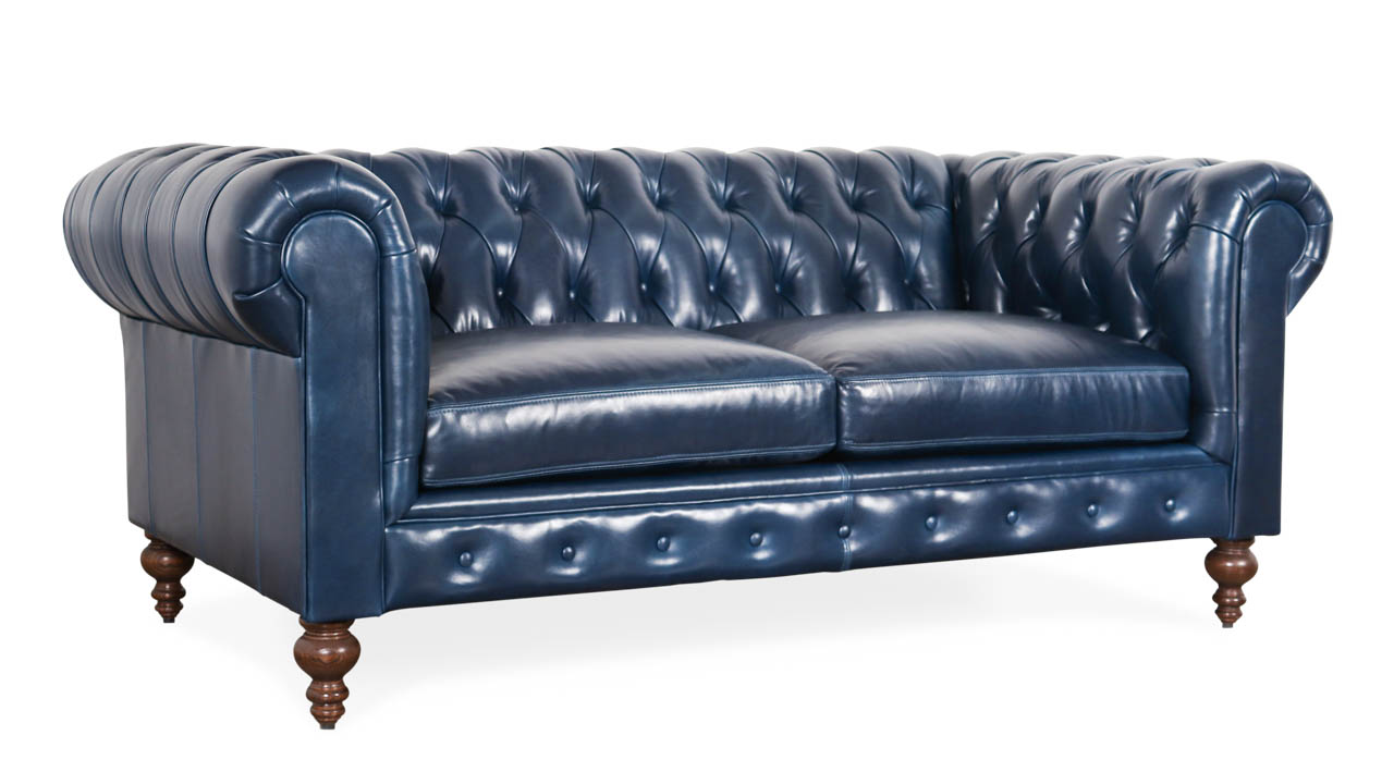 Classic Chesterfield Leather Loveseat