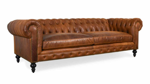 Classic Chesterfield Leather Sofa 96 x 42 Burnham Sycamore 1 1 1
