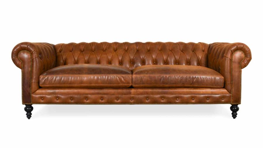 Classic Chesterfield Leather Sofa 96 x 42 Burnham Sycamore 2
