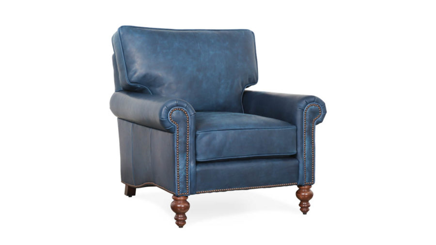 Dilworth Leather Chair 36 x 38 Brentwood Navy by COCOCO Home