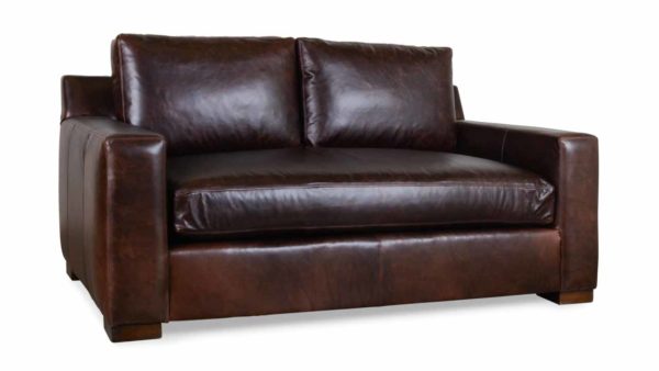 Cococo Home, Contemporary Leather Loveseat, Durham Leather Loveseat 69 x 42 Florence Espresso