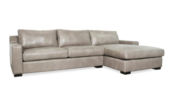 Durham Single Chaise Leather Sectional 123 x 38 x 68 Williamsburg Cobblestone by COCOCO Home