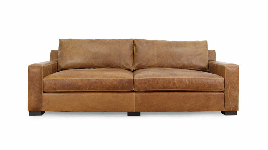 Durham Sofa 99 x 46 Leather MG Brentwood Tan Legs 3000 Walnut 10878 1