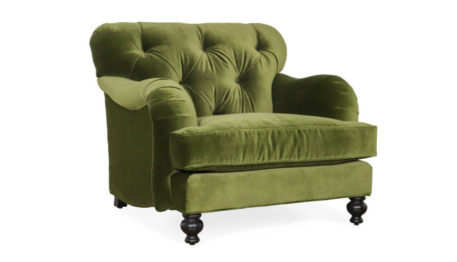 Cococo Home, Eastover Fabric Chair, JB Martin Como Jade velvet, english arm, english roll arm, tufted english arm