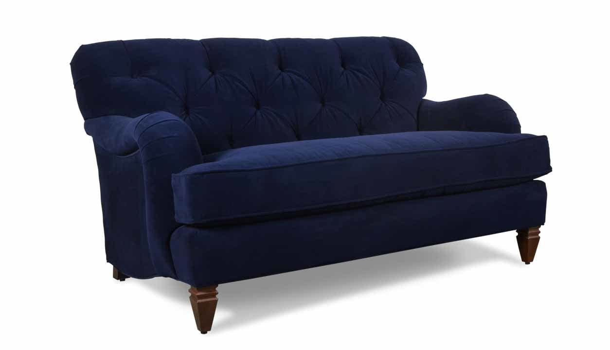 Cococo Home, Eastover Fabric Loveseat, JB Martin Navy, English roll arm, tufted english arm, velvet