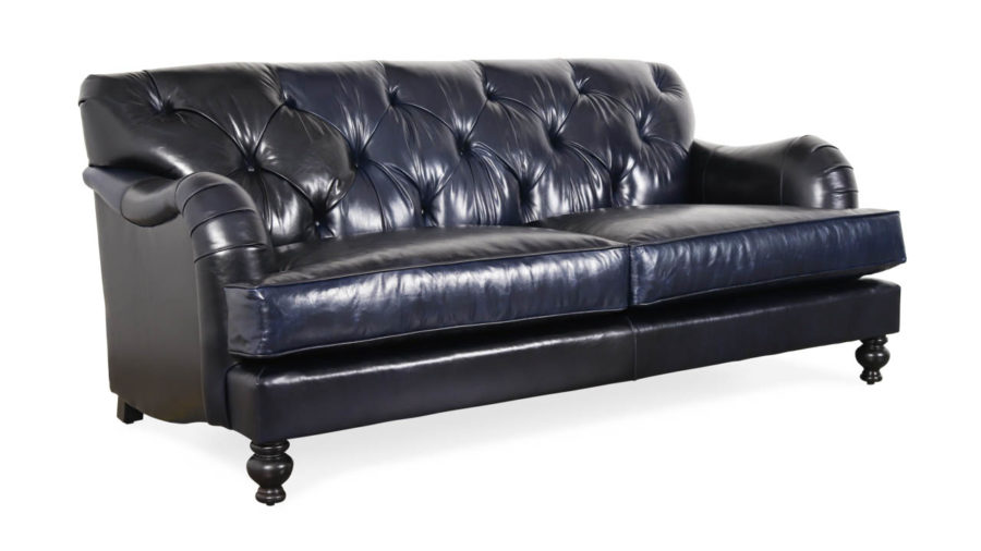 Eastover Leather Loveseat 72.5 x 40 Brompton Blue Black by COCOCO Home