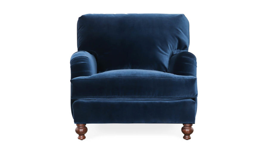 English Arm Pillow Back Fabric Chair 38 x 40 Como Indigo by COCOCO Home