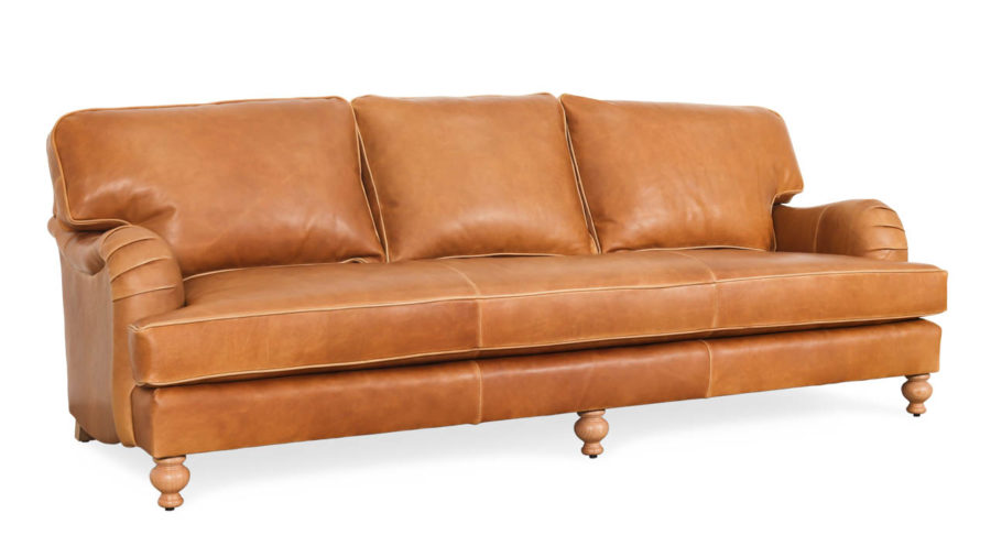 English Arm Pillow Back Leather Sofa 95 x 42 Ellis Sahara by COCOCO Home