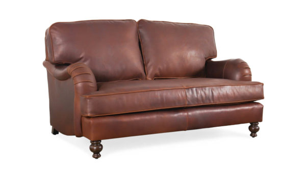 English Arm Pillowback Leather Loveseat 63 x 42 Ellis Chocolate by COCOCO Home