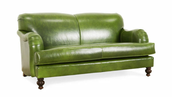 English Arm Tight Back Leather Loveseat 68 x 38 Mont Blanc Evergreen 1 1