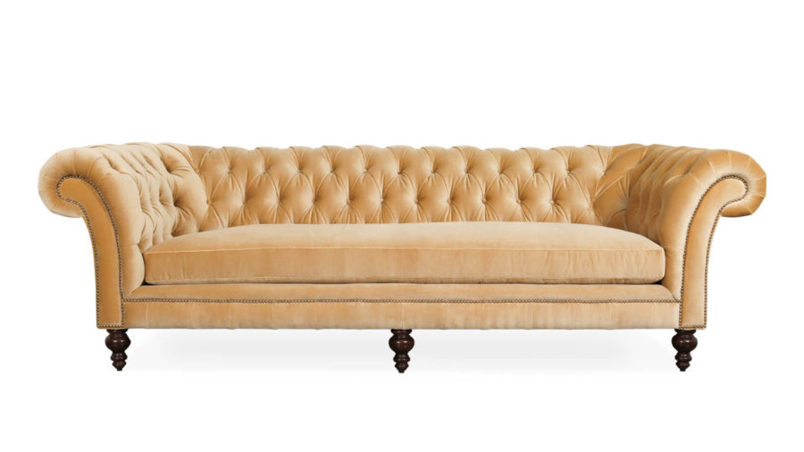 English Chesterfield Fabric Sofa 99 x 40 Como Tan by COCOCO Home