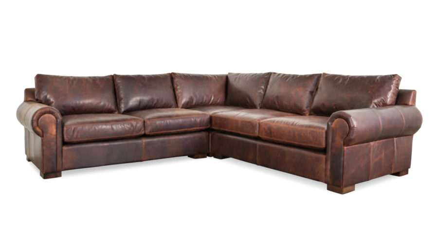Lexington Square Corner Leather Sectional 112.5 x 112.5 x 44 Telluride Brown by COCOCO Home