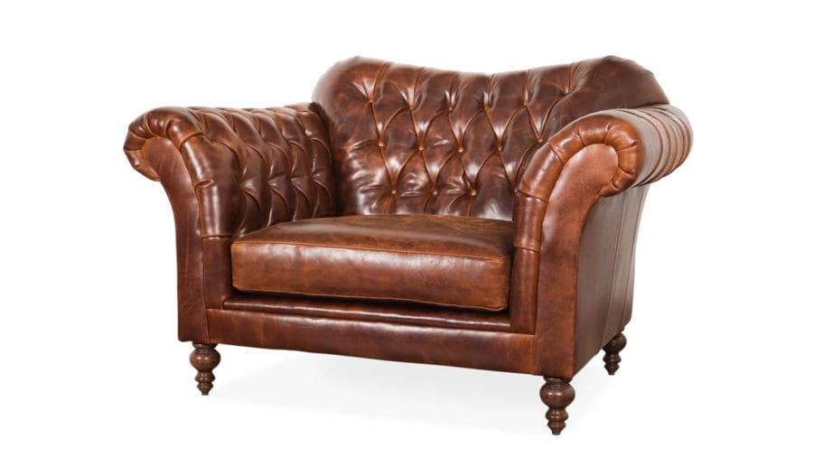 Lillington Chesterfield Leather Chair 58 x 40 Cambridge Dark Rum by COCOCO Home