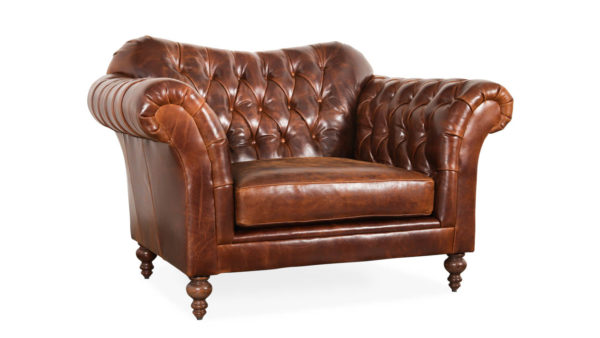 Lillington Chesterfield Leather Chair 58 x 40 Cambridge Dark Rum by COCOCO Home