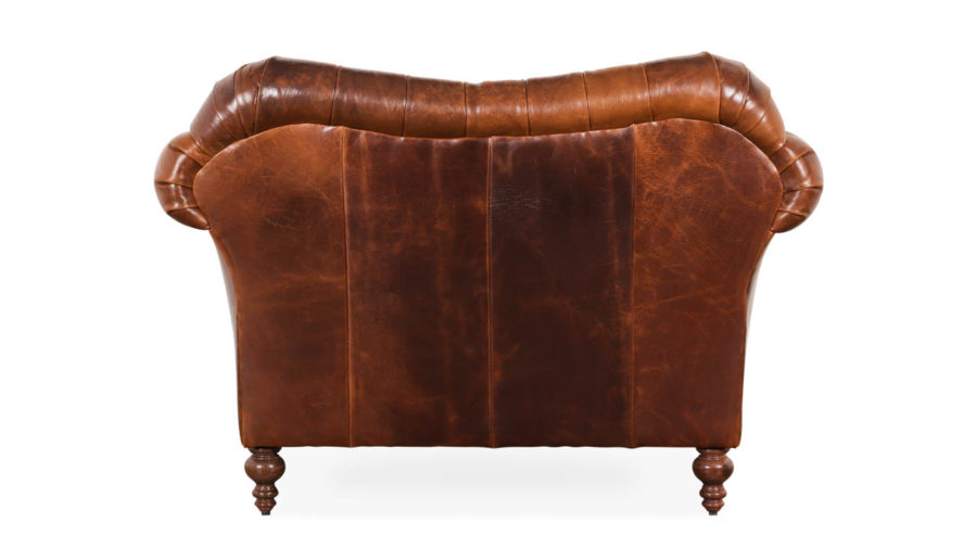 Lillington Chesterfield Leather Chair 58 x 40 Cambridge Dark Rum by COCOCO Home