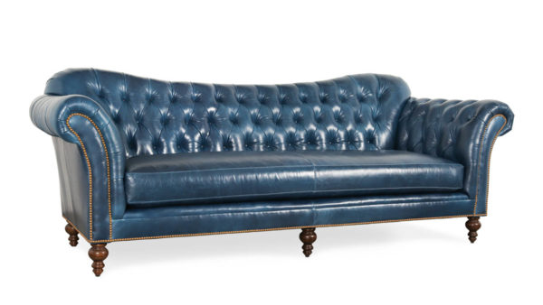 Lillington Chesterfield Leather Sofa 102 x 40 Echo Blue Marlin 1
