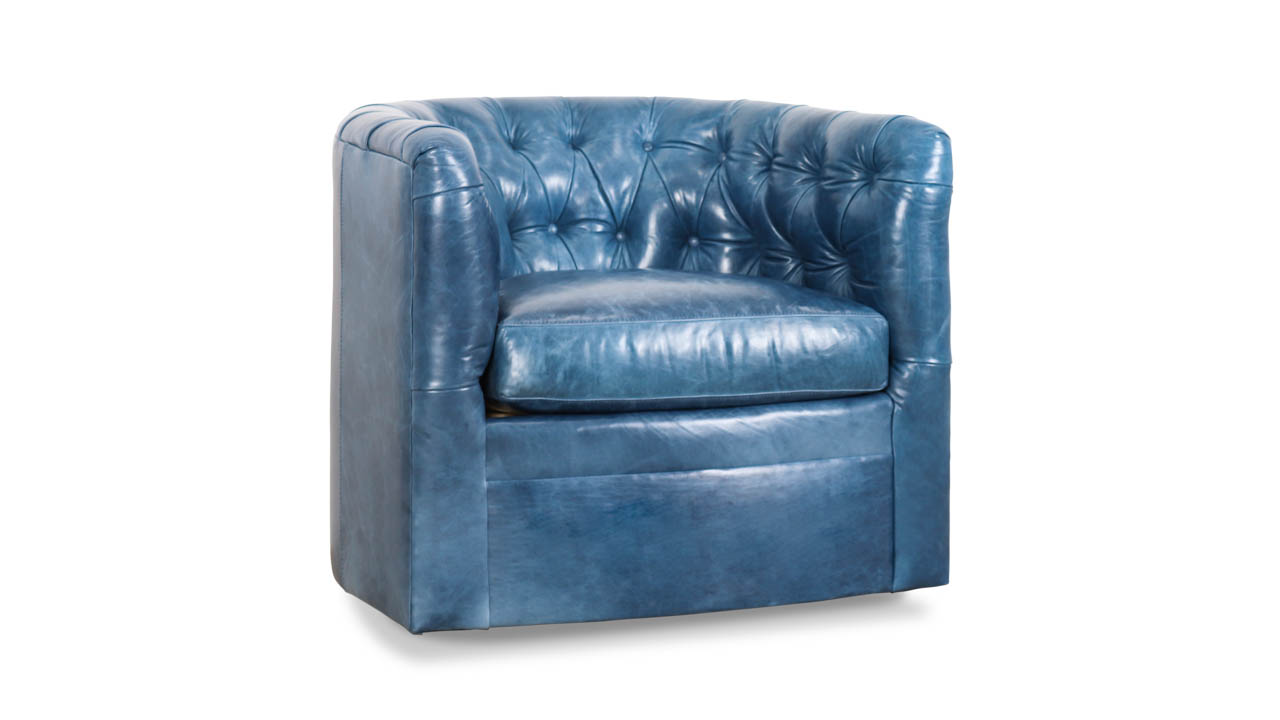 Oxford Tufted Leather Swivel Chair