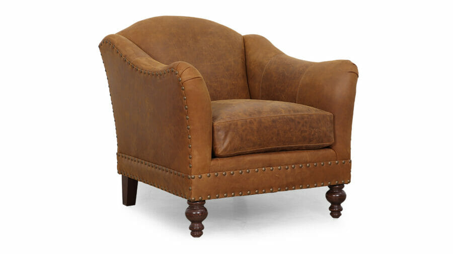 Raleigh Leather Chair 35 x 34 Burnham Sycamore 8500 Walnut 37 nails PO 10705