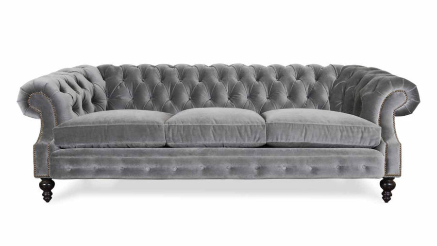 Biltmore Chesterfield Fabric Sofa 96 Como Grey Cloud 1