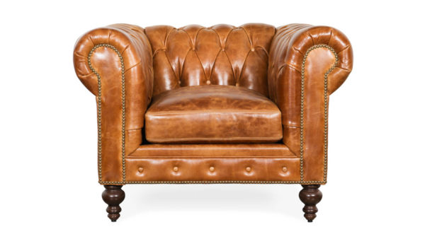 Classic Chesterfield Leather Chair 43 x 42 Cambridge Sycamore by COCOCO Home