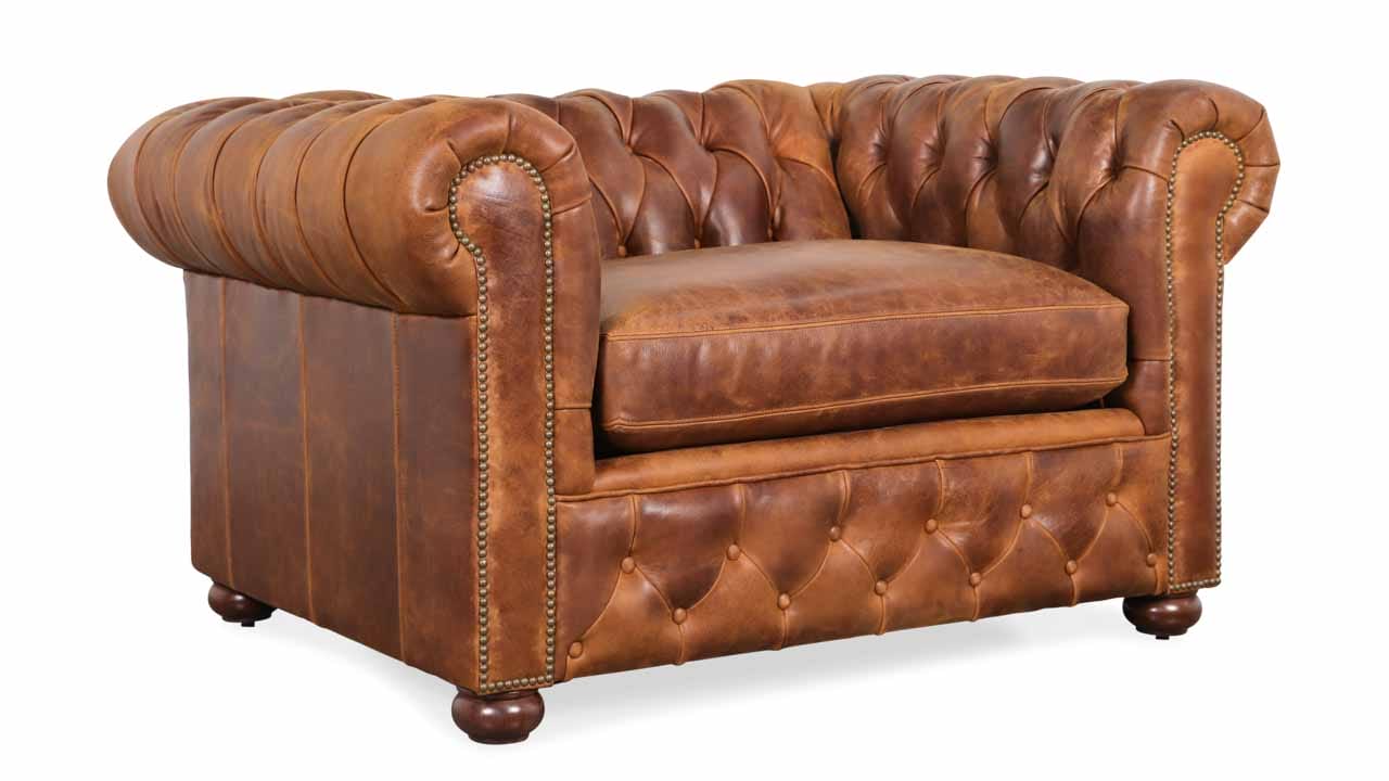 Traditional Chesterfield Leather Chair 55 x 42 Cambridge Dark Rum