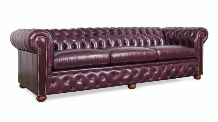 Traditional Chesterfield Leather Sofa 107 x 42 Echo Aubergine 1 1 1
