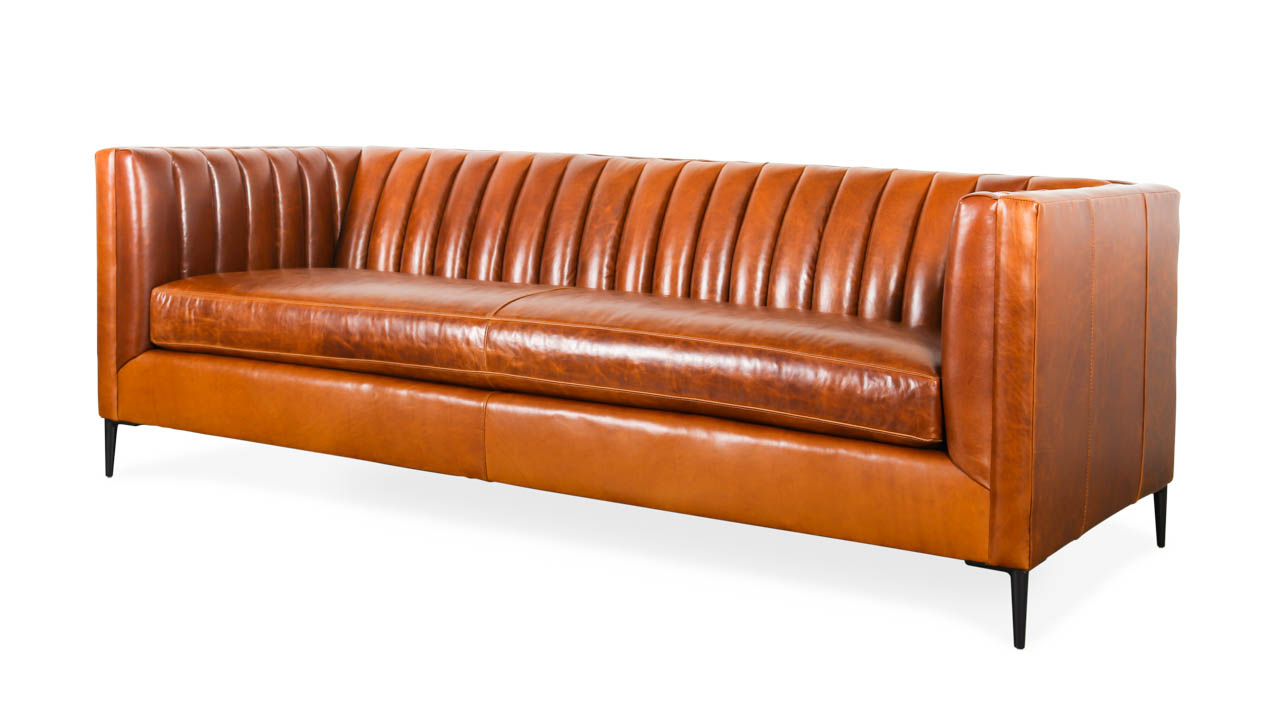 Clark Leather Sofa 86 x 35 Mont Blanc Caramel by COCOCO Home
