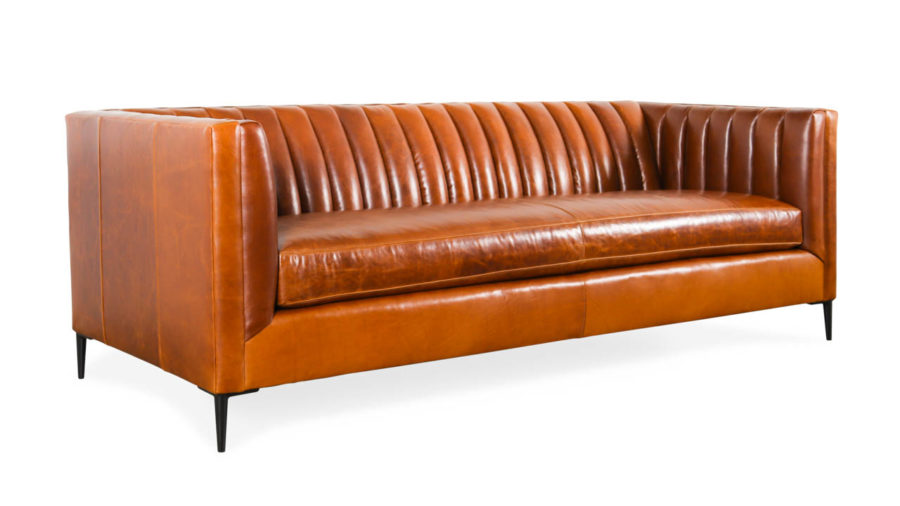 Clark Leather Sofa 86 x 35 Mont Blanc Caramel by COCOCO Home