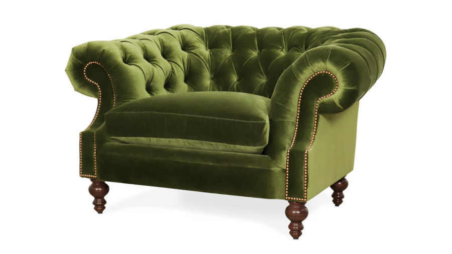Biltmore Chesterfield Fabric Chair 52 x 40 Como Jade 2 1