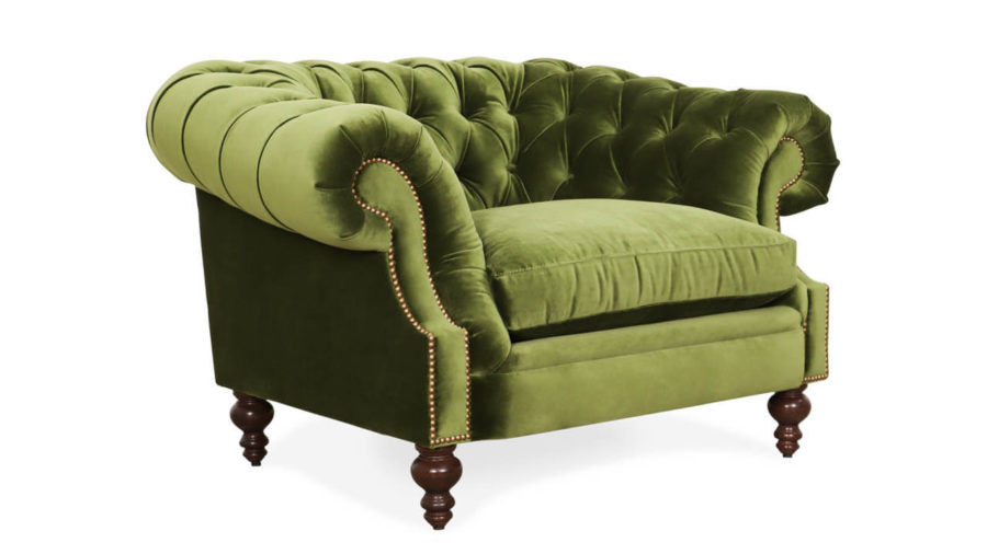 Biltmore Chesterfield Fabric Chair 52 x 40 Como Jade 3 1