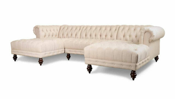 Chelsea Chesterfield Double Chaise Fabric Sectional Chartres Flax 1