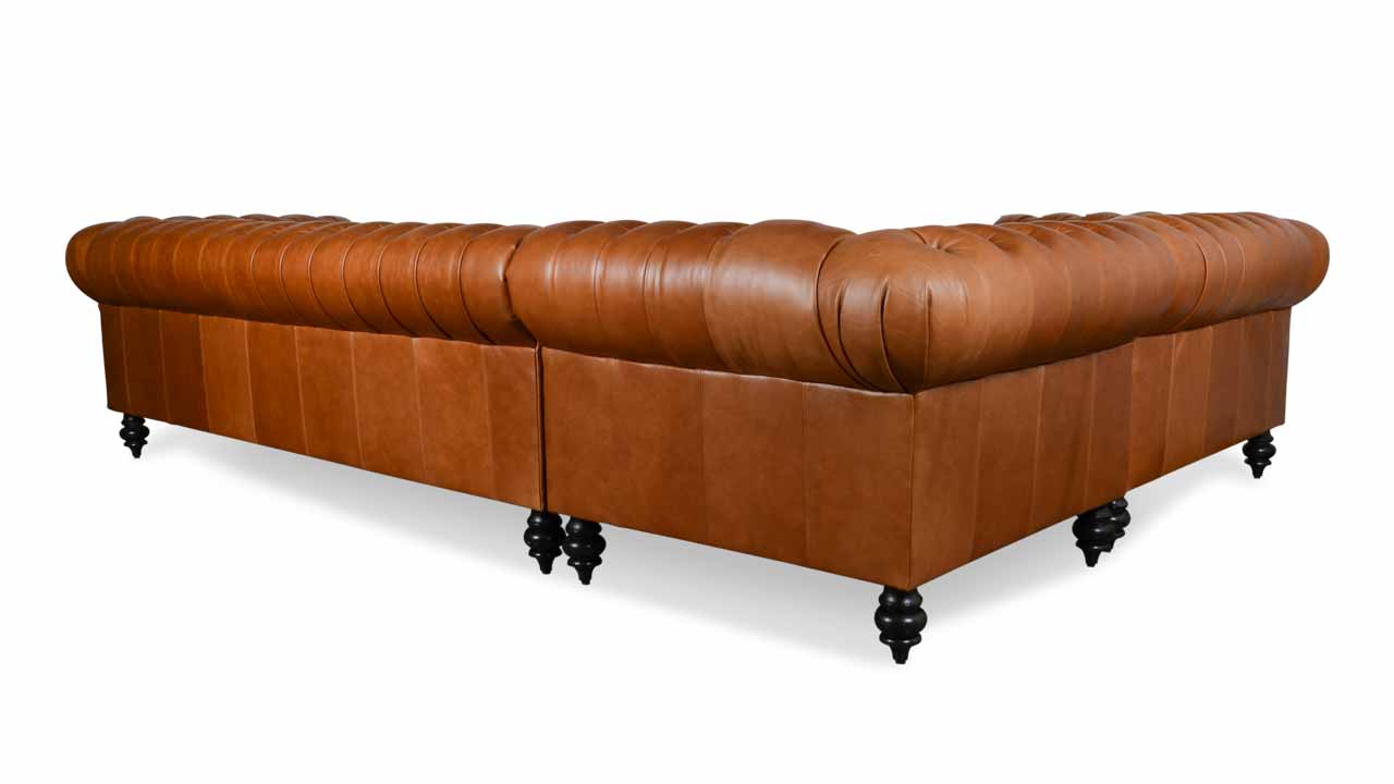 Classic Chesterfield Square L Leather Sectional 92 x 130 Florence Duomo
