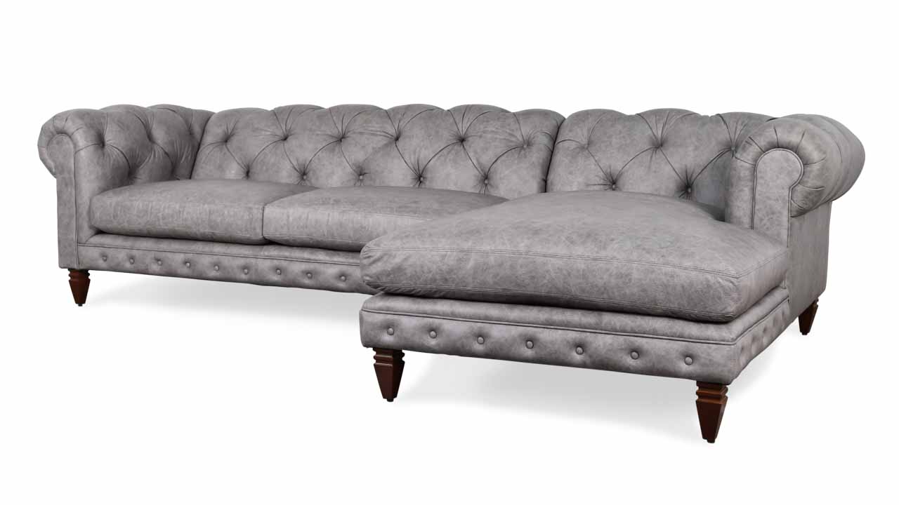 Soho Chesterfield Single Chaise Leather Sectional 121 x 42 x 72 Saloon Fossil