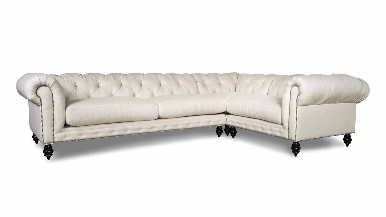 Soho Chesterfield Square L Fabric Sectional Chartres Pebble