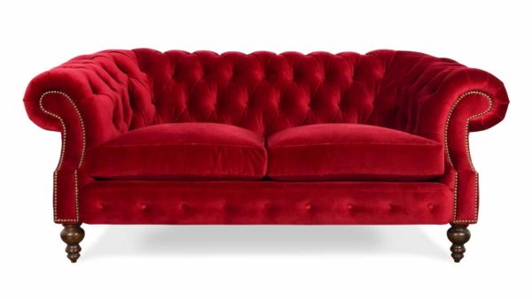 Biltmore Chesterfield Fabric Loveseat 74 x 40 Cannes Scarlet