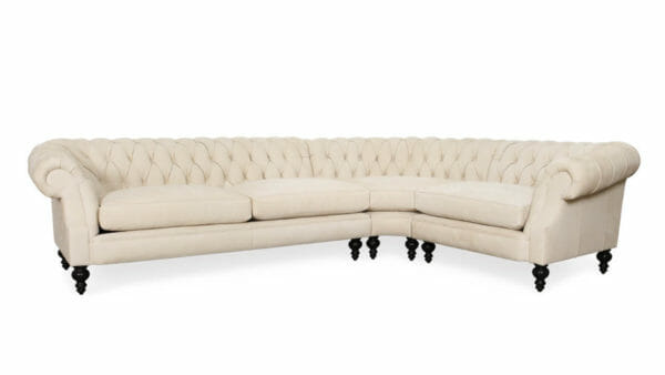 Biltmore Chesterfield Radius L Fabric Sectional in Supersuede 100 1 1