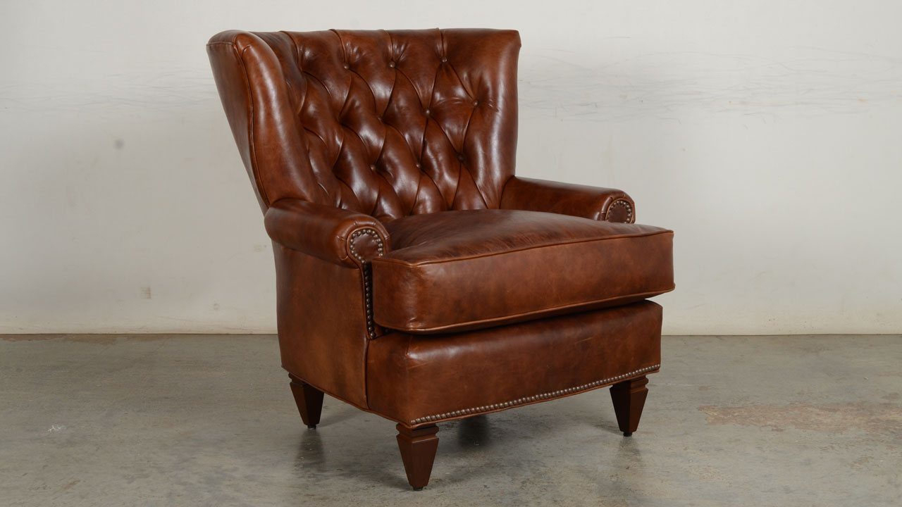 COCOCOHome | Blanton Leather Wingback Chair - Made in USA