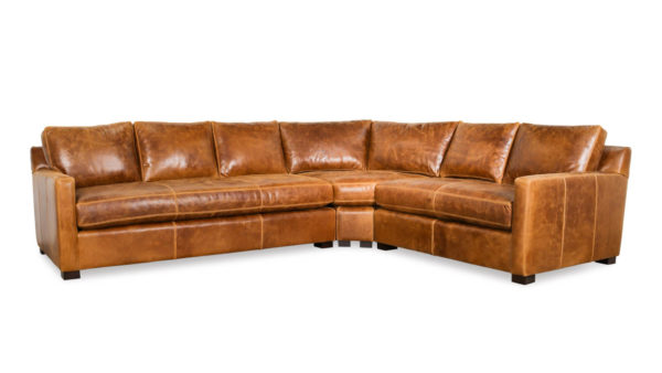 Brevard Radius L Leather Sectional 127 x 103 x 42 Cambridge Sycamore by COCOCO Home