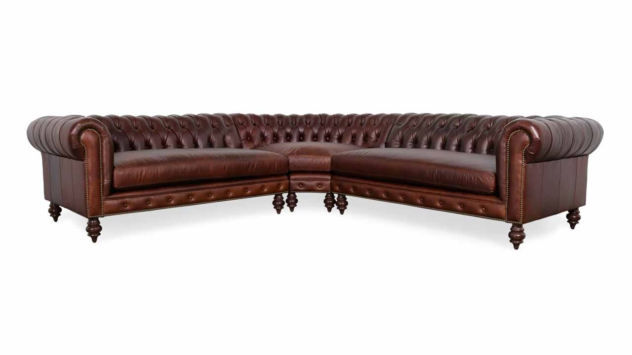 Classic Chesterfield Radius Corner Leather Sectional 117 x 117 x 42 Florence Scorza